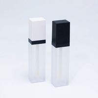 Contenant en plastique pour brillant à lèvres, emballage cosmétique pour rouge à lèvres, tube carré givré de 3 ml avec couvercle noir, logo personnalisé, vente en gros