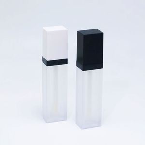 Wholesale Plastic Lip Gloss Container Lipstick Cosmetic Packaging 3ML Square Frosted <b>Lipgloss</b> Tube Black Lid Custom Logo - Product Image 6