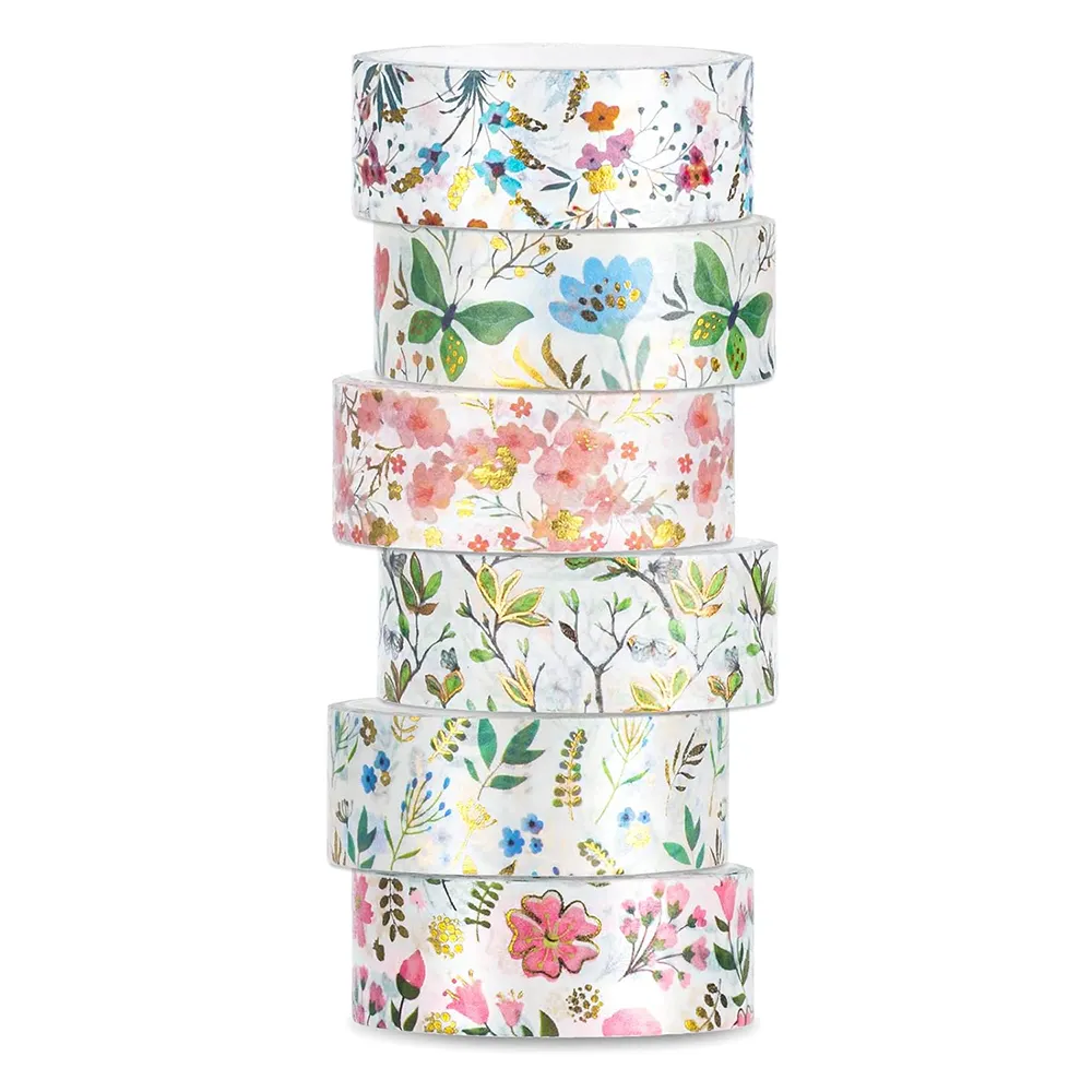 Wholesale Vintage Washi Tape Set Floral Cute Pet Masking Gold Foil Scrapbooking Washi Tape Manufacturer washi tape set