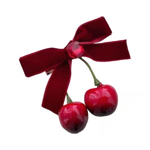 Rasa tinggi lucu manis buaya gadis aksesori rambut tahan lama 5 cm klip samping ceri merah busur dibuat pita tahan lama kain beludru - Product Image 6