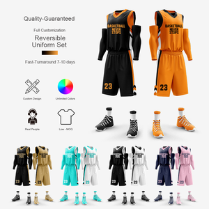 Ensembles d'uniformes de basketball réversibles personnalisés pour garçons, imprimés par sublimation, 100 % polyester, sans manches, respirants - Product Image 1