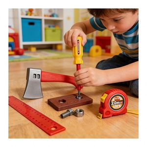 Juego de Herramientas de Construcción Educativo, Banco de Trabajo de Madera, Caja de Herramientas, Juguete de Ingeniero, Taladro de Juguete, Juego de Imitación, Aprendizaje de Habilidades Motoras, Juguete de Actividades - Product Image 5