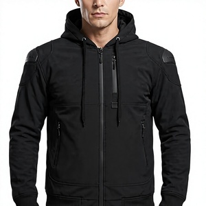 Chaqueta con Capucha de Motociclista Negra para Hombre con Protección en los Hombros - Product Image 1