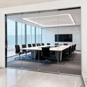 Puerta de Vidrio sin Marco para Sala de Reuniones DDP America, OEM ODM, Puerta Corredera Telescópica de Cierre Suave, Puerta de Vidrio Inteligente Automática para <span class=keywords><strong>Oficina</strong></span> - Product Image 1