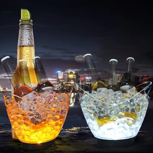 Enfriador de <span class=keywords><strong>Vino</strong></span> y Cerveza con Luz Blanca y Amarilla, Cubitera de Plástico LED para Eventos y Bares - Product Image 1