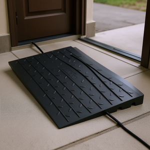 Rampa de umbral de goma sólida Vevor, 4 pulgadas de altura, 3 canales, cubrecables, entrada en ángulo para acceso de silla de ruedas a puertas - Product Image 2