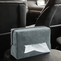 Boîte à mouchoirs portable pour voiture en suède, sac de rangement universel suspendu avec ventouse pour l'organisation latérale du siège, en polyester durable