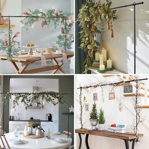 Support de table réglable en métal <span class=keywords><strong>noir</strong></span> avec barre carrée 1*2.8M pour <span class=keywords><strong>arche</strong></span> de ballons et de fleurs DIY écologique pour fêtes, anniversaires, mariages, Noël - Product Image 3