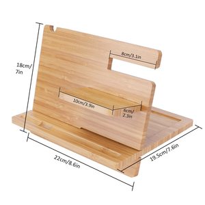 Support de téléphone en bambou, organiseur de bureau avec porte-portefeuille et support de montre pour le bureau et la table de chevet - Product Image 2