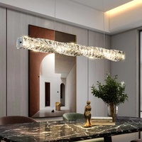 Postmoderne haut de gamme or cristal pendentif lumière Simple île cuisine Bar lampe de Table longue bande luxe salle à manger tailles moyennes