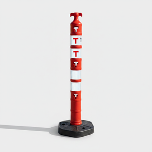 Rubber-Weighted Red Delineator Post with 4 Reflective Elements 120 X 11 cm Plastic <b>Roadway</b> <b>Safety</b> Post with Reflective Tape - Product Image 2