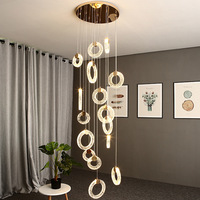Lustre rond moderne pour hall d'entrée, luminaire suspendu au plafond à LED pour villa, hôtel, escalier