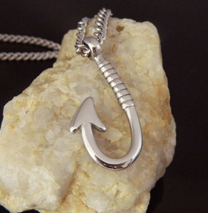 Hawaii nhiệt đới fishhook Mặt dây chuyền vòng cổ thiết kế cách điệu Vòng cổ thép không gỉ nam móc cá ngư dân - Product Image 5