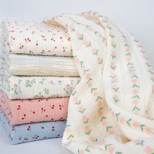 Tela de crepé de algodón puro de los años 40 para niños, ropa de dormir, doble capa, arrugada, suave, crepé de bebé, gasa estampada, tejido peinado - Product Image 1