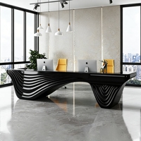 CR114 Comptoir d'accueil moderne de haute qualité à motif marbre avec éclairage LED décoratif pour cabinet d'avocats et bureau immobilier