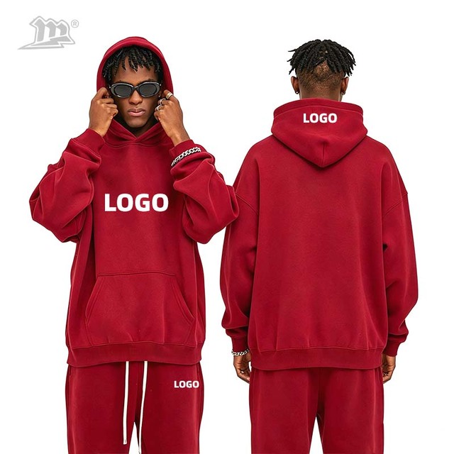 Hoodies Men 350gsm Warm Fleece Casual Winter Street Pullover Custom Solid Logo Breathable Wholesale Clothing