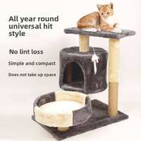 Arbre à chat multifonctionnel intégré à 3 niveaux en bois, avec structure d'escalade, plateforme de saut et griffoir écologique