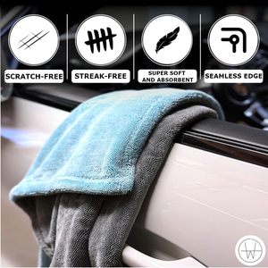 Superior Absorbency 1400 GSM Microfiber Car Drying Towel 20X40 Inches No Streaks Aqua <strong>Plush</strong> Detailing Dry Cloth <strong>Cleaning</strong> Cloths - Product Image 3