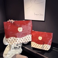 Bolsa de Mano con Correa para el Hombro, Personalizada con Logotipo, Reutilizable, Ecológica, Laminada Transparente, Tejida en PP con Patrón de Letras, Tamaño Grande o Mediano