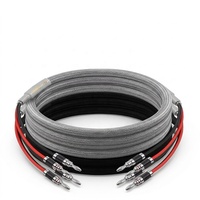 Cable de Altavoz de Audio Hi-Fi, Grado Audiófilo 5N, Conectores Banana de Cobre, Conectores BNC Tipo Y, Blindado con Lámina de Aluminio y PVC