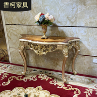 Table d'entrée en bois massif français, table de décoration sculptée de luxe européenne, table de présentation d'entrée néoclassique
