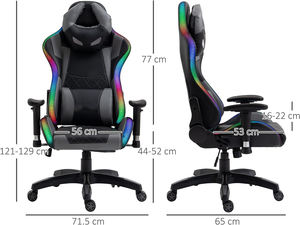 Chaise de joueur élégante avec ventilateur de poche, oreiller d'appui-tête en demi-lune, <span class=keywords><strong>coussin</strong></span> <span class=keywords><strong>lombaire</strong></span>, chaise de course Silla Gamers Con Luz - Product Image 3