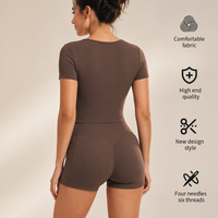 Vêtements de sport pour femmes avec logo personnalisé, ensembles de hauts et de shorts de yoga pour la salle de sport