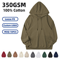 Vente en gros de sweats à capuche pour hommes 350G en molleton de coton pur, coupe ample et oversize, épaules tombantes, épais, personnalisable
