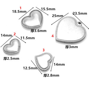 Stainless Steel Heart Pendant 6pcs Set Smooth Finish DIY Jewelry Findings For Necklace Bracelet <b>Ring</b> Making - Product Image 2