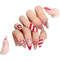 Ongles artificiels transparents motif ciel étoilé, 10 pièces, pour Noël, à presser, forme carrée, en C, en tube