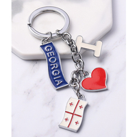 Porte-clés et porte-badges souvenirs de voyage Géorgie, cadeaux promotionnels personnalisés, breloques de sac, porte-clés en métal Géorgie