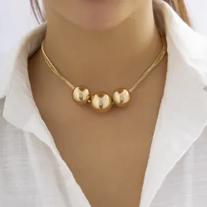 SHIXIN-collar de cadena de serpiente torcida gótica para mujer, Gargantilla con colgante de bola grande, collar de gran calidad, joyería punk para el cuello