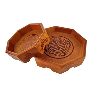 Plato octogonal de madera estilo mongol, madera maciza, hecho a mano, diseño oriental, para platos de fiesta - Product Image 1