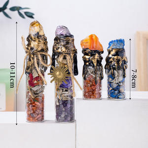 Natürliche rohe Kristallstein-Hexen flasche Gemischte Kristall chips, die Flasche für Halloween wünschen - Product Image 4