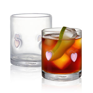 2 packs de verres à jus Heart Icon Coquette Coupes en verre esthétique 14 oz Double Old Fashioned Icon Handblown Stemless Verres à vin - Product Image 1