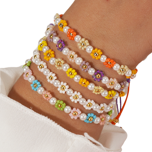 Go2boho Adjustable <b>Sister</b> Friendship for <b>Bracelet</b> Handmade Beaded Flower with Freshwater Pearl Jewelry Gift for Women and Girls - Product Image 4