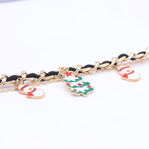 Christmas Charm <b>Bracelet</b> <b>Red</b> Gold Chain Gloves Bell Pendant Women's Jewelry Gift - Product Image 3
