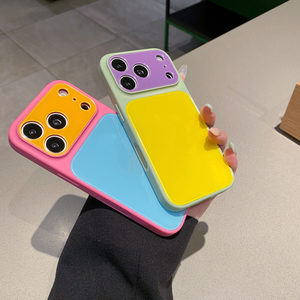 Nouvelles coques de téléphone portable color block pour iPhone 17 13 14 15 16 Pro Max avec bouton tactile pour caméra IA, protection antichoc - Product Image 4