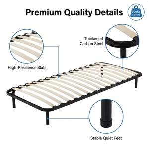 Base de Cama Moderna y Sencilla de Acero Negro con Soporte Flexible de Listones de Abedul Curvados, Diseño que Ahorra Espacio, No Requiere Somier, para Dormitorio de Hotel - Product Image 4