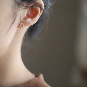 Chic Minimalist 9k Solid Yellow Gold <b>Earring</b> <b>Stud</b> Trendy Brush Scrub Style Engagement Wedding Party Gift - Product Image 3