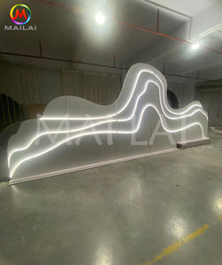 モダンラグジュアリー3Dデザイン装飾PVC + アクリル結婚式背景LEDライト付きホワイト工場直販 - Product Image 4