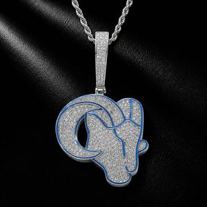 Collana con Ciondolo Testa di Capra in Ottone CZ Trendy da Uomo, Stile Hip Hop Streetwear, Dorato Argentato, Iced Out, Regalo Statement Animale - Product Image 6