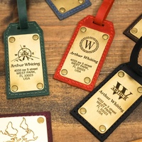 Etiquetas de Viaje Personalizadas de Cuero PU, Placa de Identificación Metálica, Etiqueta Metálica Grabada, Etiqueta de Equipaje de PU para Embarque y Revisión