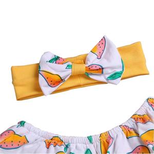 Vêtements pour enfants très demandés : Ensemble 3 pièces pour filles de 2 à 12 ans, comprenant un haut épaules dénudées motif citron et un pantalon évasé - Product Image 3