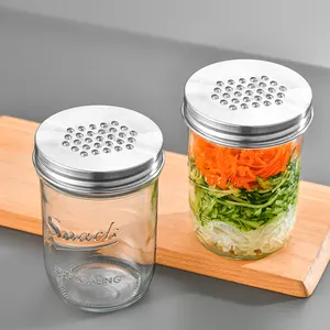 不锈钢孔盖蔬菜罐沙拉梅森罐食品级蔬菜玻璃罐