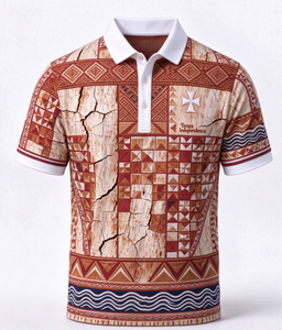 <span class=keywords><strong>Polo</strong></span> da Uomo con Bandiera di Tonga e Motivo a Croce Polinesiano, Design Casual a Maniche Corte, Personalizzabile a Basso Costo - Product Image 1