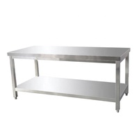 Meja Kerja Stainless Steel Desain Modern Terlaris Kaki Persegi Mudah Dibersihkan Tinggi Dapat Disesuaikan untuk Makanan Hotel Restoran