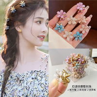 Jepit Rambut Mini Resin Bentuk Bunga Berkilau Cantik, Aksesoris Jepit Rambut Logam Lapis Emas, Jepit Rambut Kecil Awet untuk Anak Perempuan