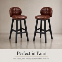 Tabouret de bar industriel vintage avec dossier enveloppant matelassé à motif quadrillé, pieds noirs mats, chaise de comptoir pour la maison, la cuisine ou le café