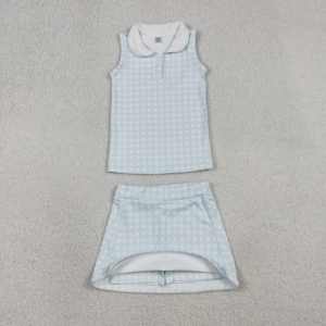 Conjuntos de Ropa para Niñas Pequeñas con Estampado a Cuadros Casuales RTS, Camiseta, Falda, Pantalones Cortos, Forrados, Transpirables, 95% Algodón, Spandex - Product Image 2